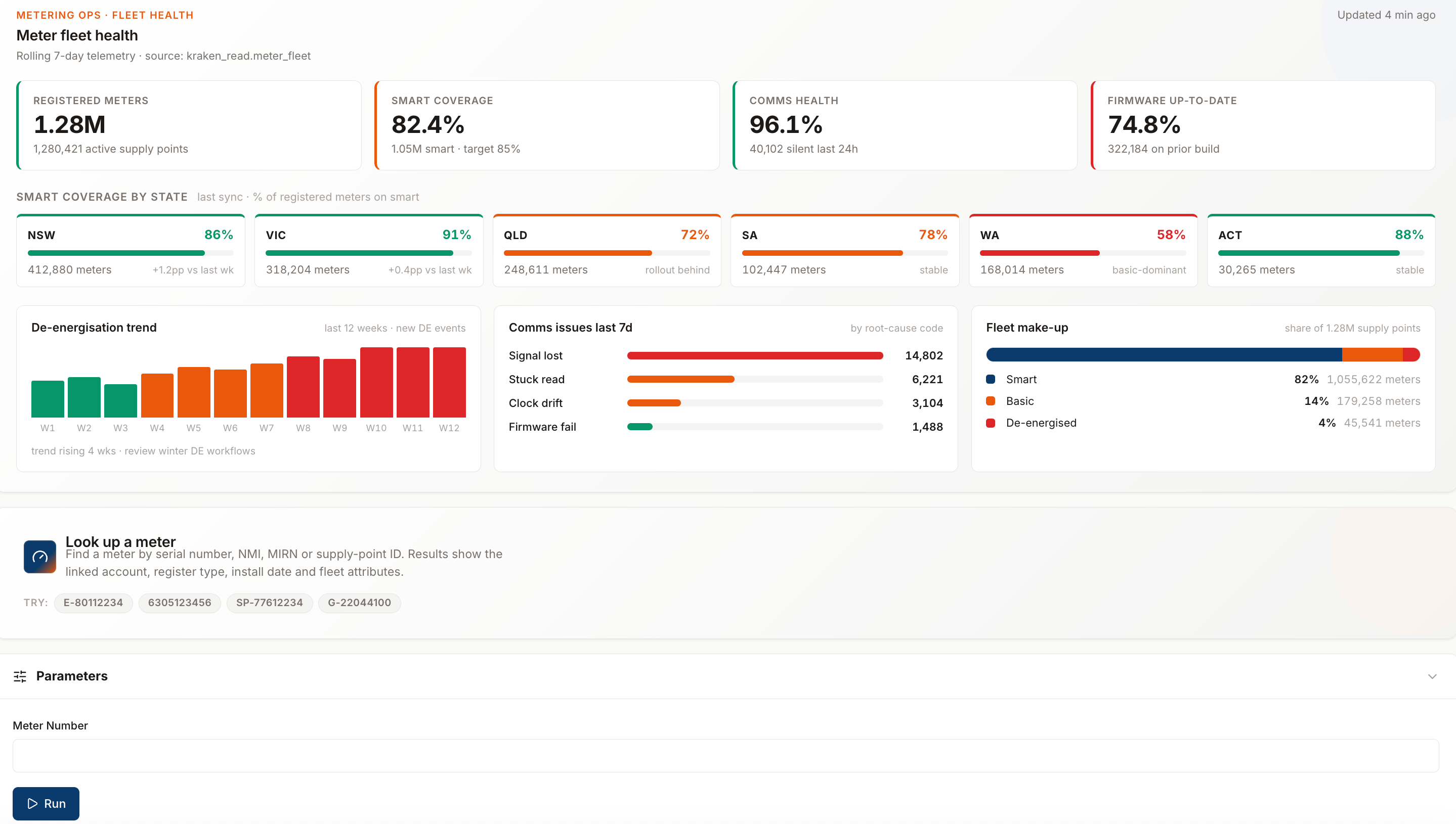 Screenshot of product output