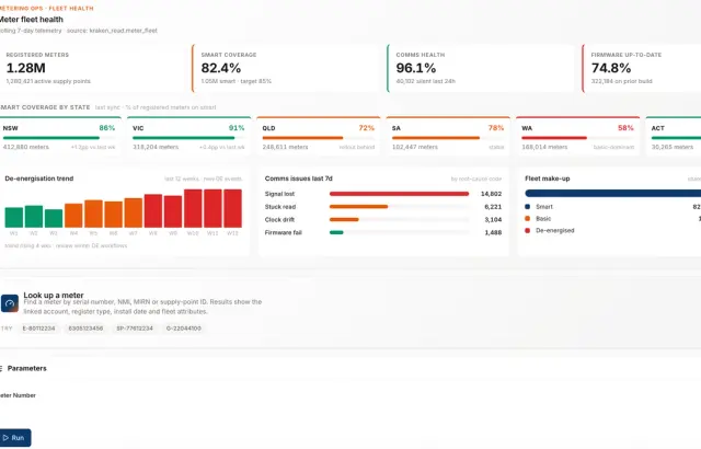 Screenshot of product output