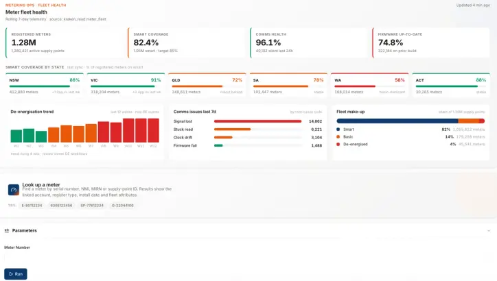 Screenshot of product output