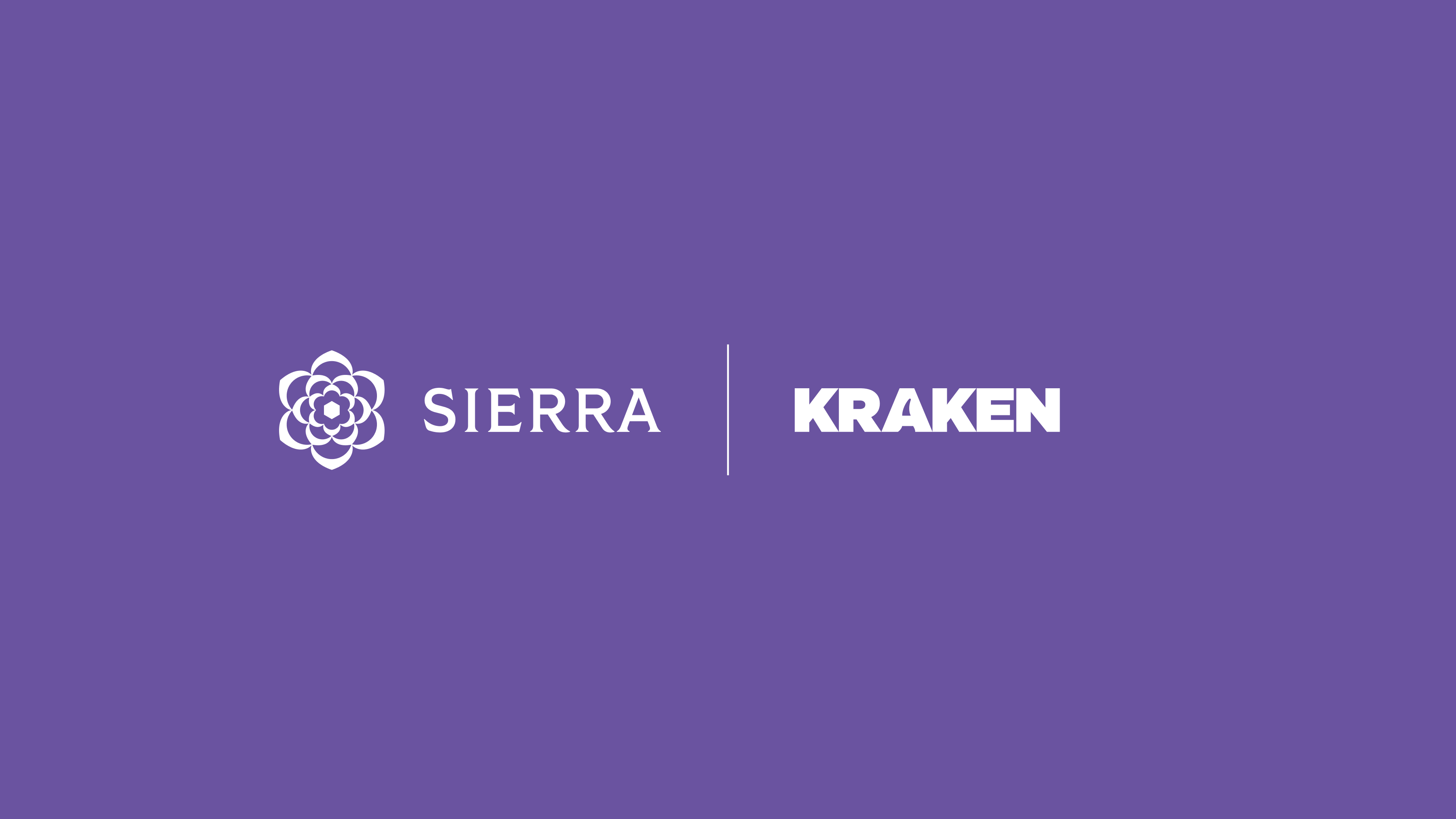 Sierra and Kraken logos on a purple background.