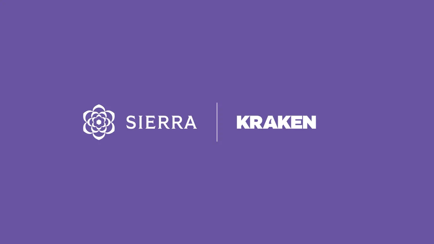 Sierra and Kraken logos on a purple background.