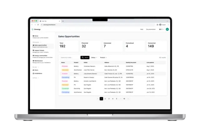Screenshot of Clevergy product