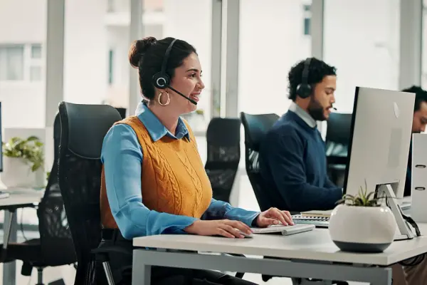 customer service agent in orange jumper