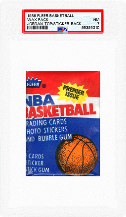 1986 Fleer Basketball Wax Pack Jordan-Top/Sticker-Back