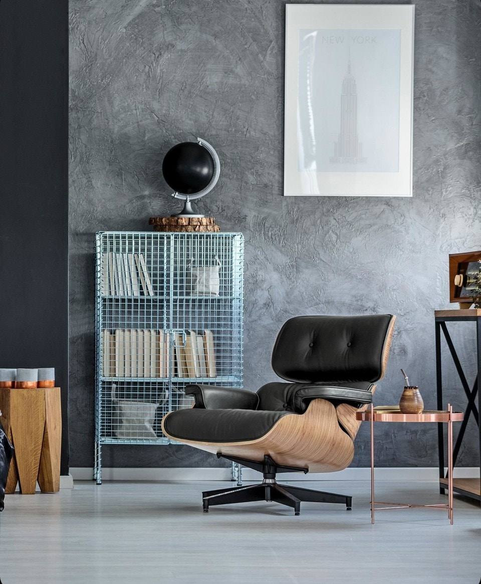 Eames Lounge Chair og Ottoman læder sort, Herman Miller produceret – bilde 1
