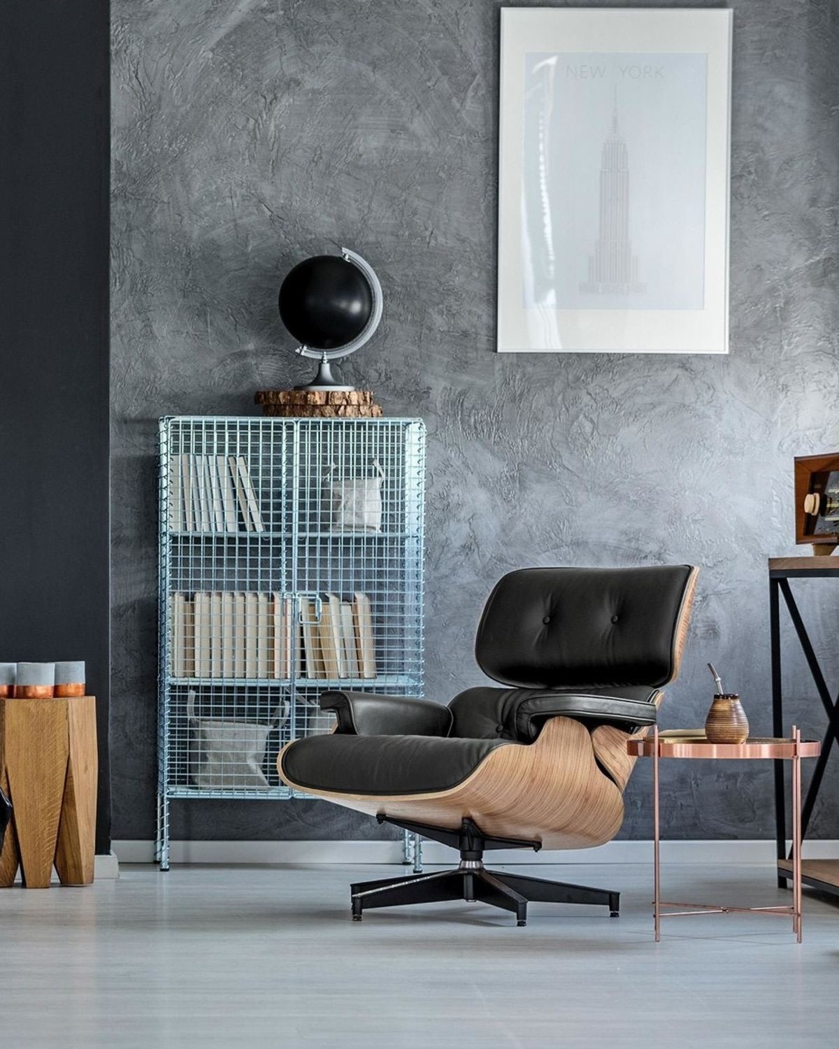 Eames Lounge Chair og Ottoman læder sort, Herman Miller produceret – bilde 1