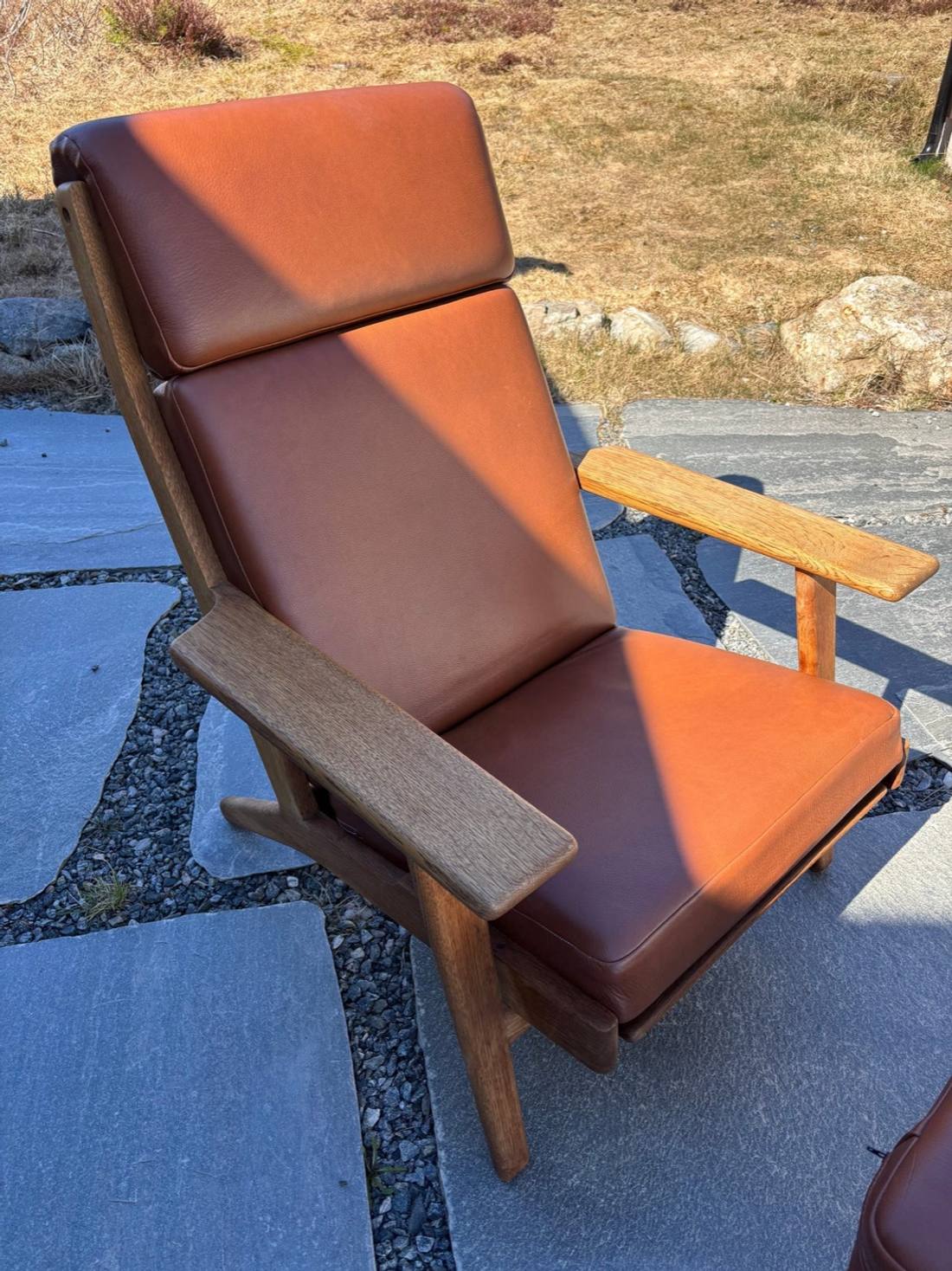 GE 290A lenestol med skammel, nyere polstring – bilde 2