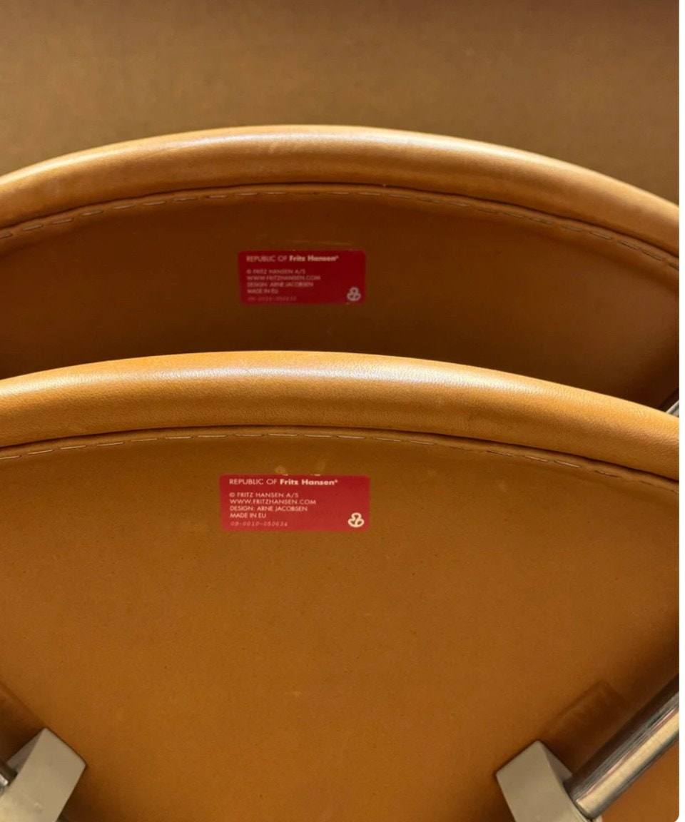 Fritz Hansen 3107 i cognac Anilin originale RED LABEL stole – bilde 6