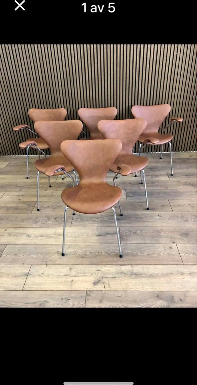 Syveren 3107, nypolstret i hasselnøttfarget semianilinskinn – bilde 7