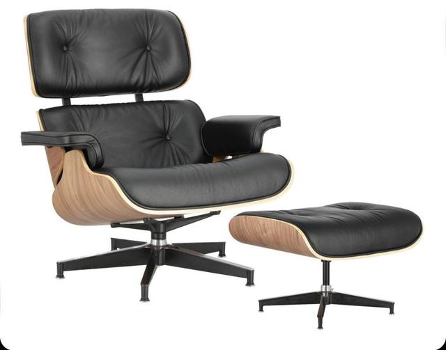 Eames Lounge Chair og Ottoman læder sort, Herman Miller produceret – bilde 3