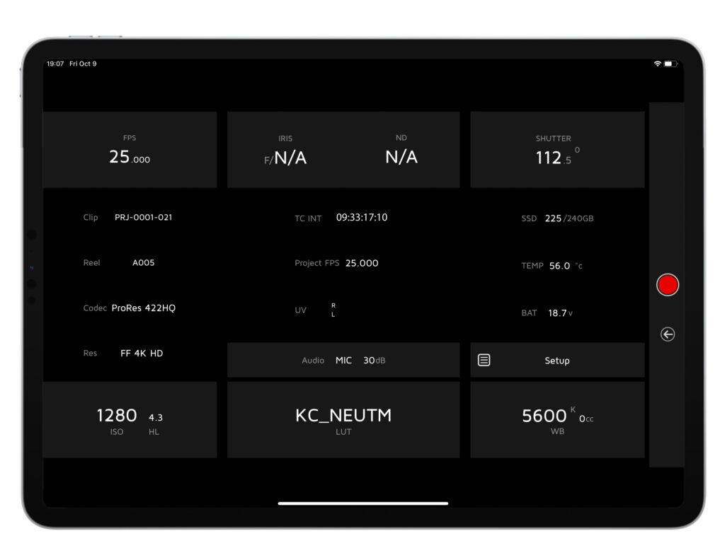 Take Android hotspot and iPad with Kinefinity App as the example