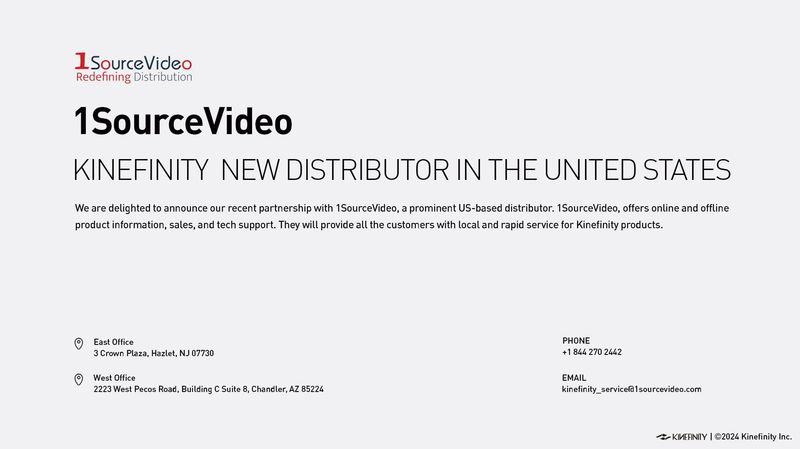 Kinefinity New Partnership with US Distributor 1SourceVideo