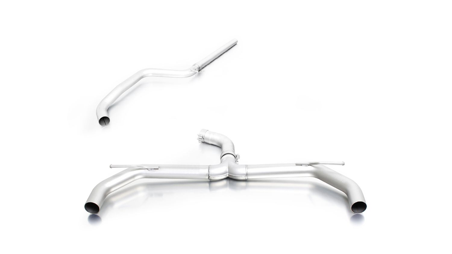 Sport Exhaust for VW Golf 7 Faclift AU Non-Resonated + Racing Sport Silencer | 2x 98mm Street Race Black Chrome Tips