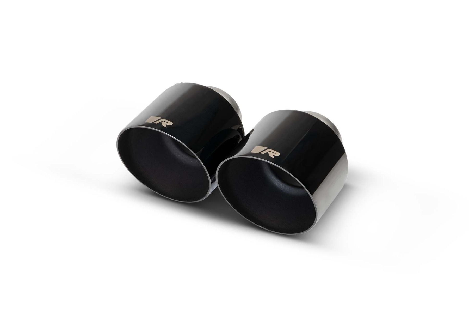 Tailpipe Set, 115mm angled, black chrome - Image 1