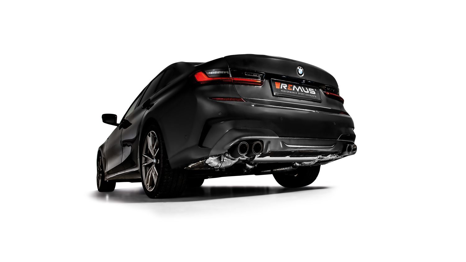 Sport Exhaust Bundle for the BMW G20 Limo G21 Touring G22 Coupe G26 Gran Coupe Racing + Racing Sport Silencer | 4x 84mm Chrome Rolled Edge Tips