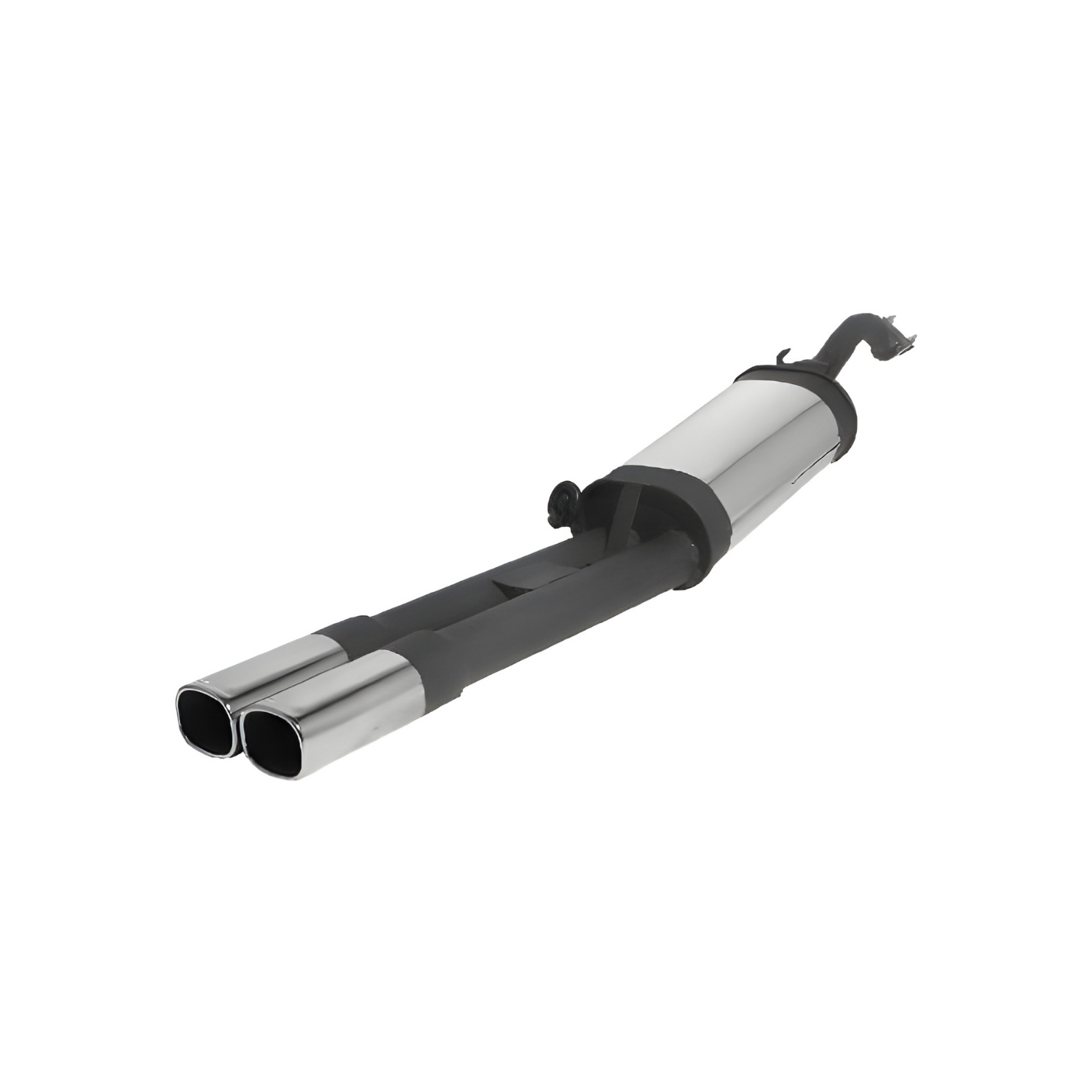 Sport exhaust with 2 tail pipes, rolled edge, chromed