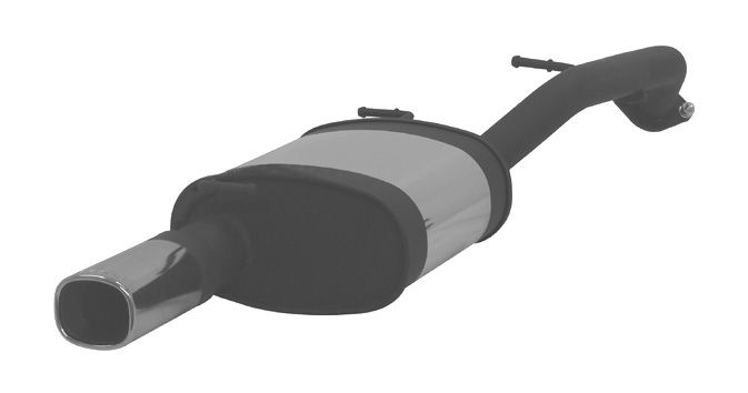Sport exhaust with 1 tail pipe 92x78 mm, rolled edge, chromed