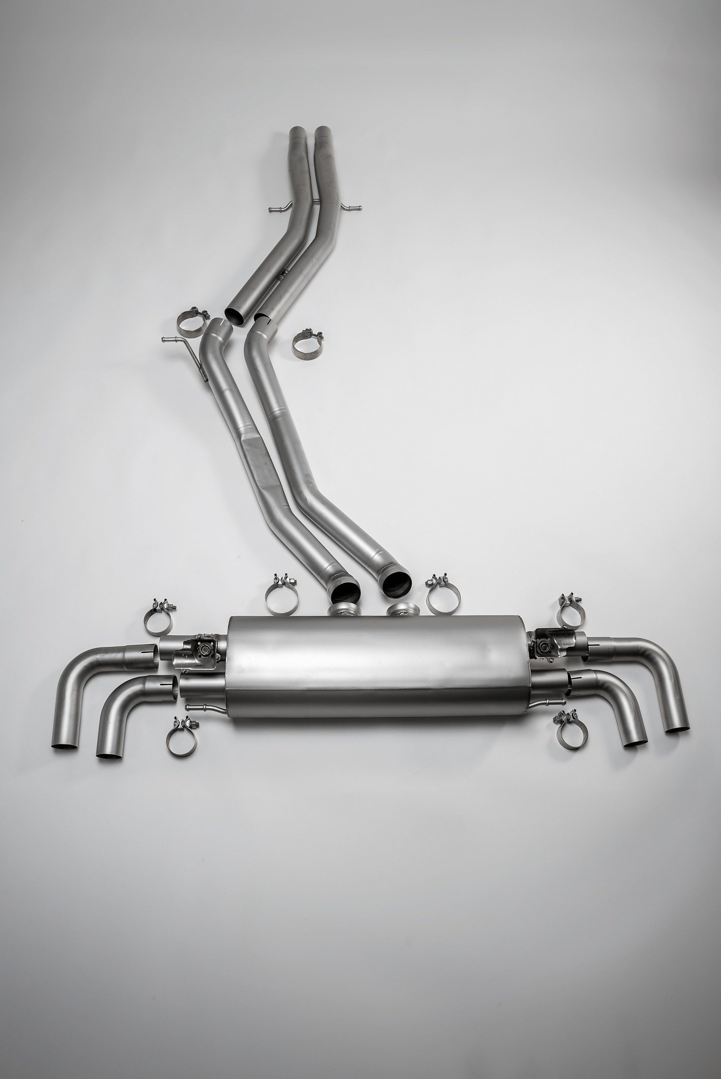 Front section-back-system for Porsche Cayenne E-Hybrid PO536/9YA 4x 98mm Street Race Chrome Tips