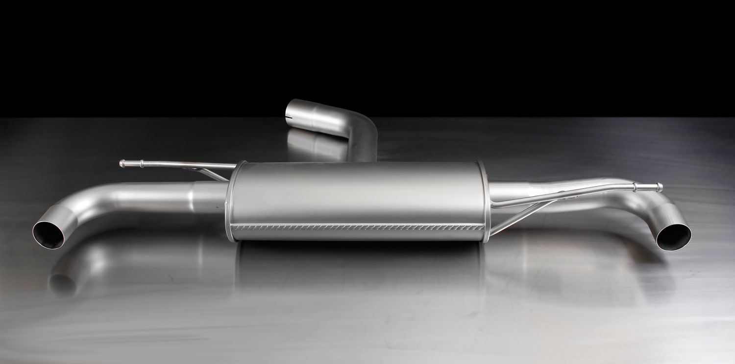 Sport Exhaust for VW Golf 6 1K Racing Non-Resonated | 2x 98mm Street Race Black Chrome Tips - Image 1