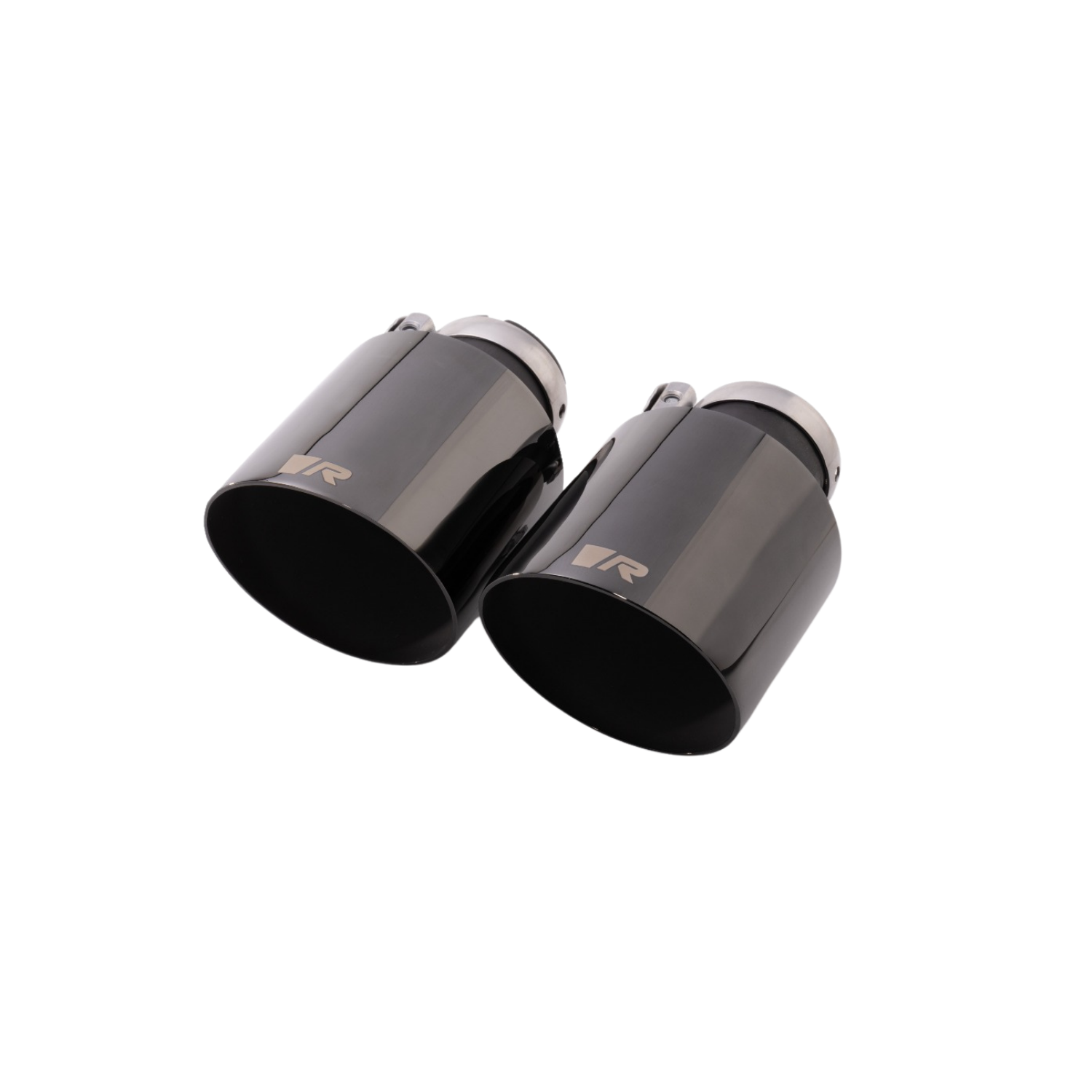 Tail pipe set Ø 115 mm, stainless steel, engraved, black chrome