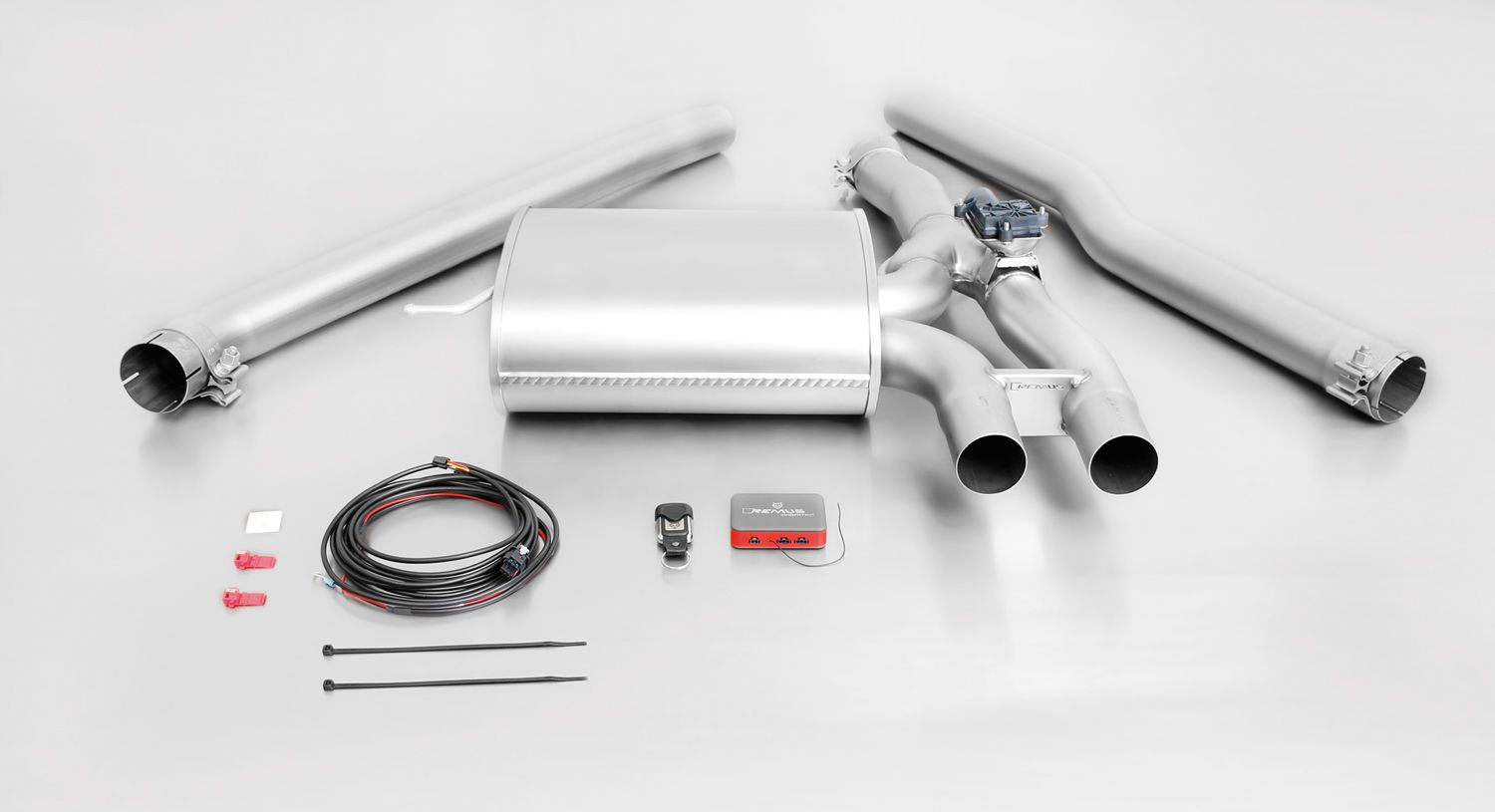 RACING Cat-Back System for Mini Cooper S F56 Sport Valve Exhaust | 2x GT Titanium Scotched Tips | Sound Controller