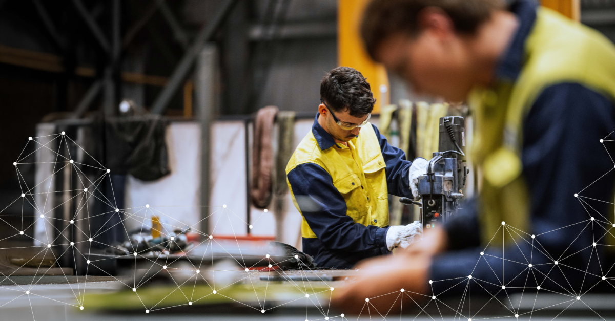 Machinery worker in factory