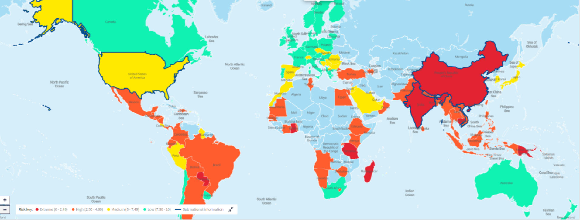 EiQ global child labour risk heat map