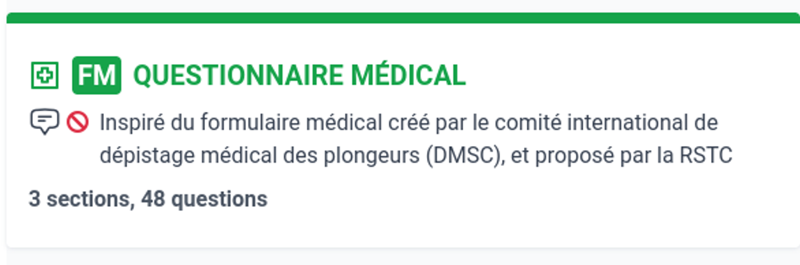 Questionnaire medical