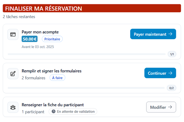 Finaliser ma réservation en 3 étapes
