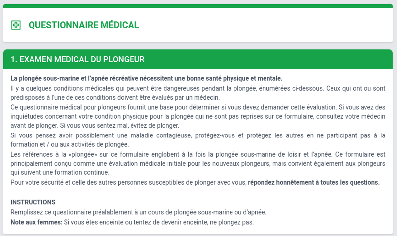 Detail examen medical-plongeur