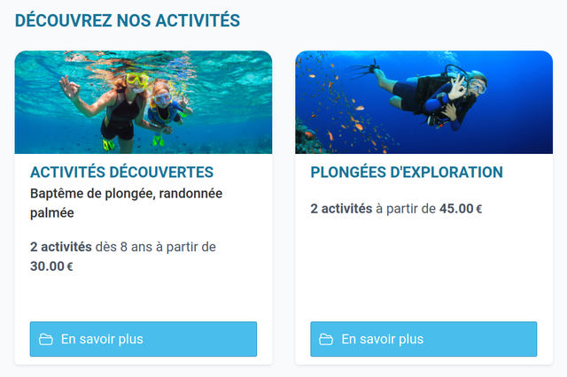 Votre catalogue d'activités sur la vente en ligne