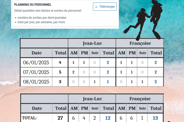 Rapport d'activité du mois au format Excel
