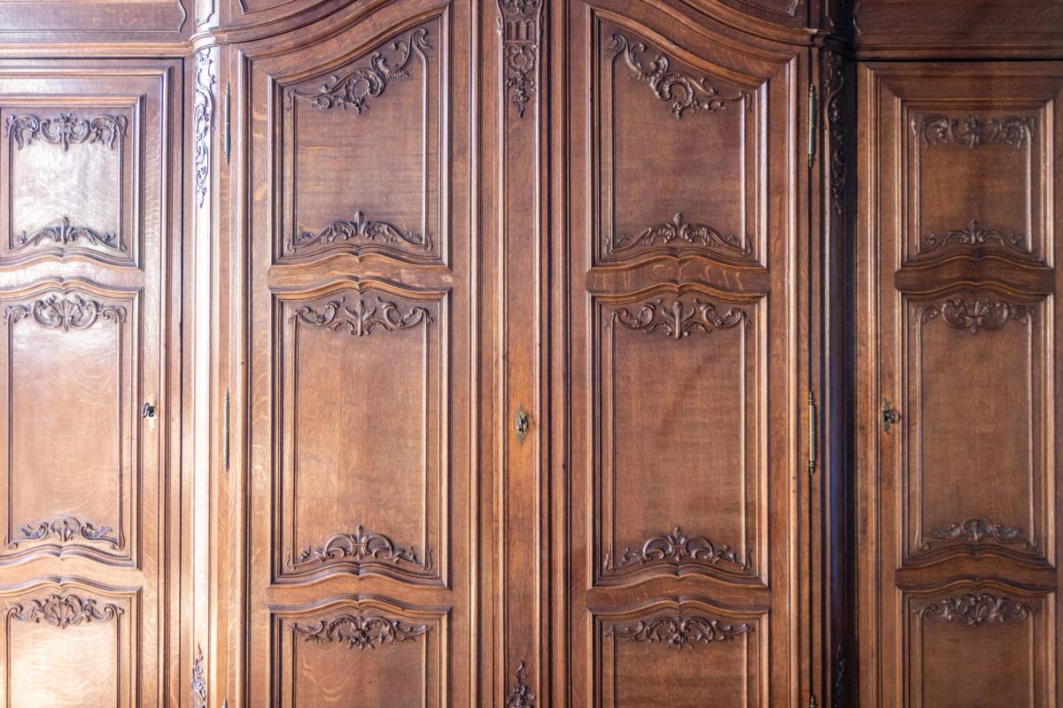 Carved panels of a large oak wardrobe, Chambre Marin de Vanssay