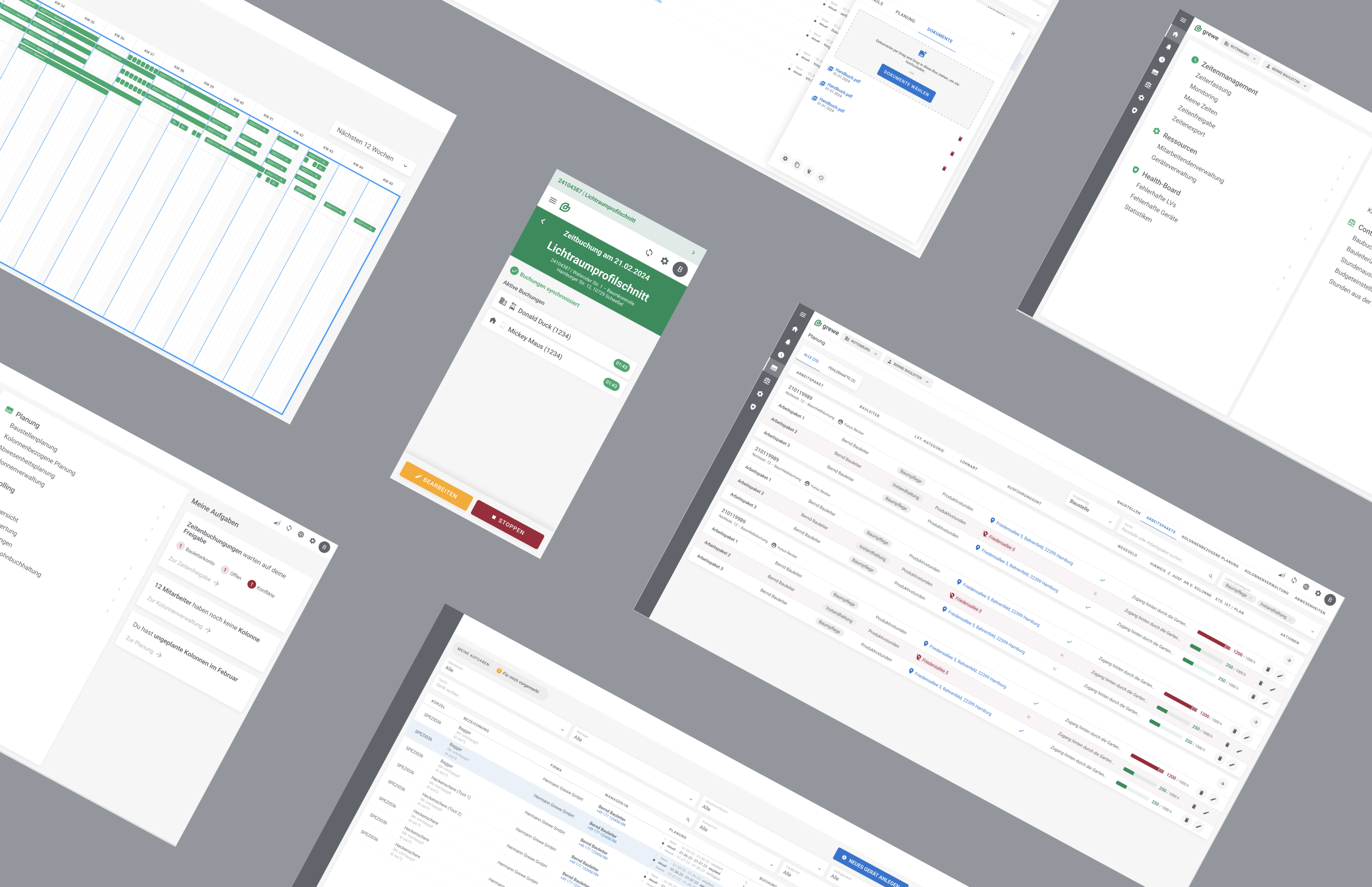 Interfacecollage der Software für die grewe-Gruppe