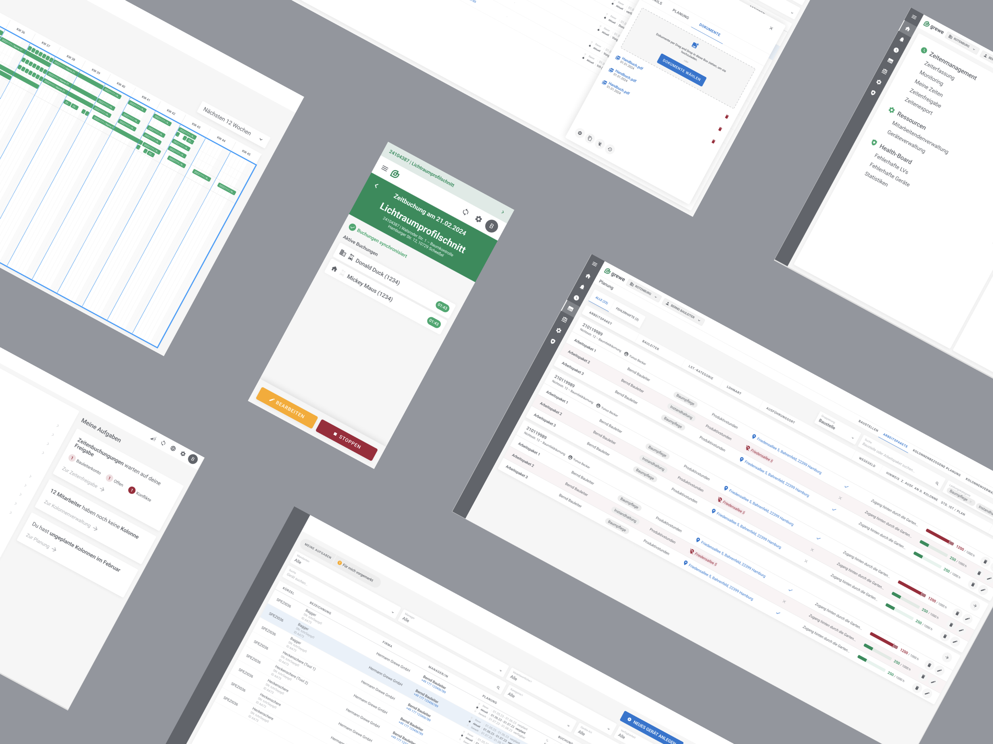 Interfacecollage Grewe Baustellenapp Grewe Interfacecollage