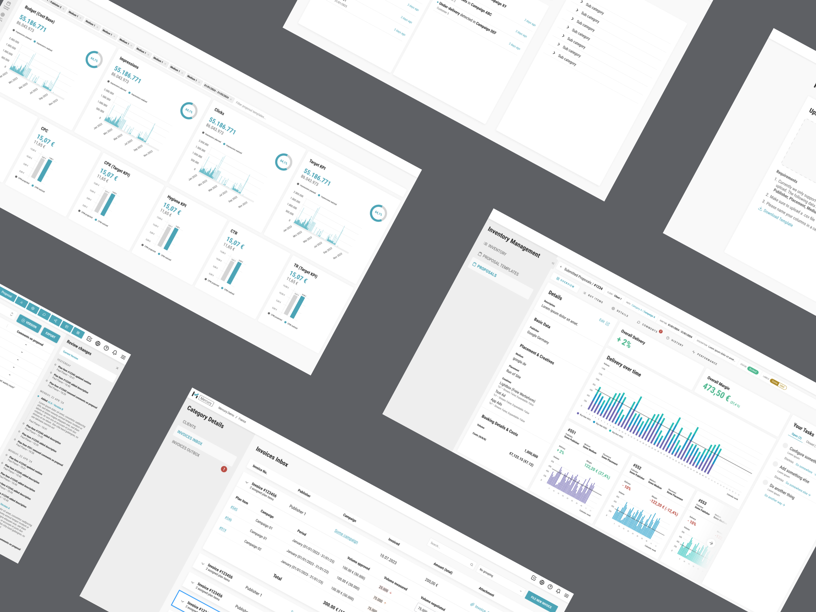 Interfaces der von uns entwickelten Webapplikation Mercury Interfacevarianten der von mindmatters entwickelten Software Mercury