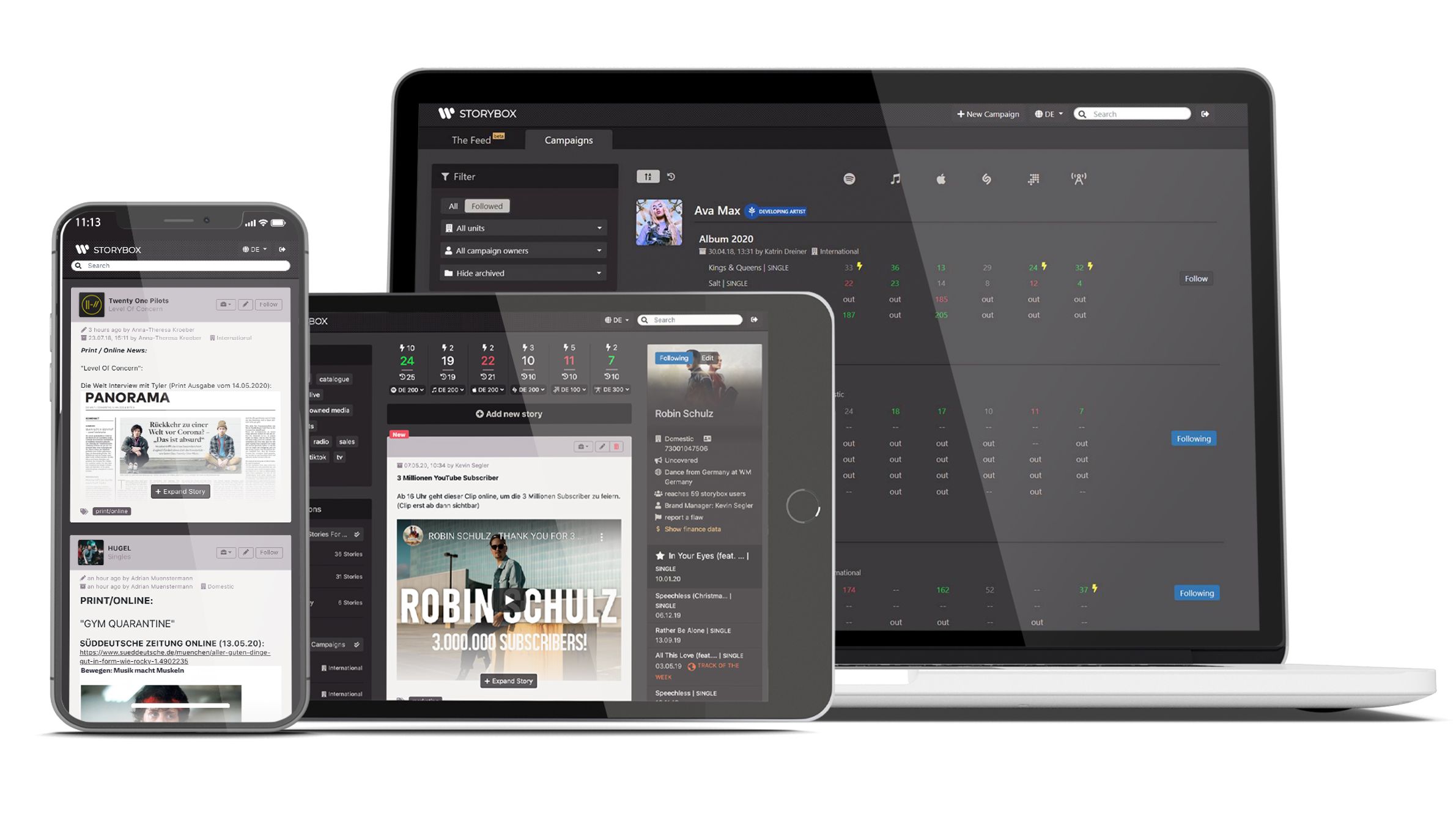 Plattformübergreifendes Design für flexible Nutzung im Alltag Storybox auf Smartphone, Tablet und Desktop