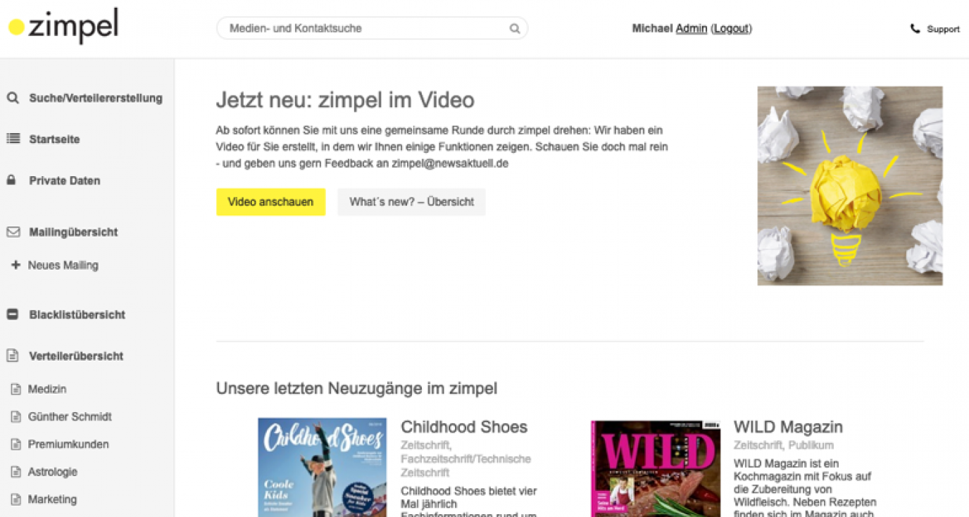 Screenshot des Tools Zimpel