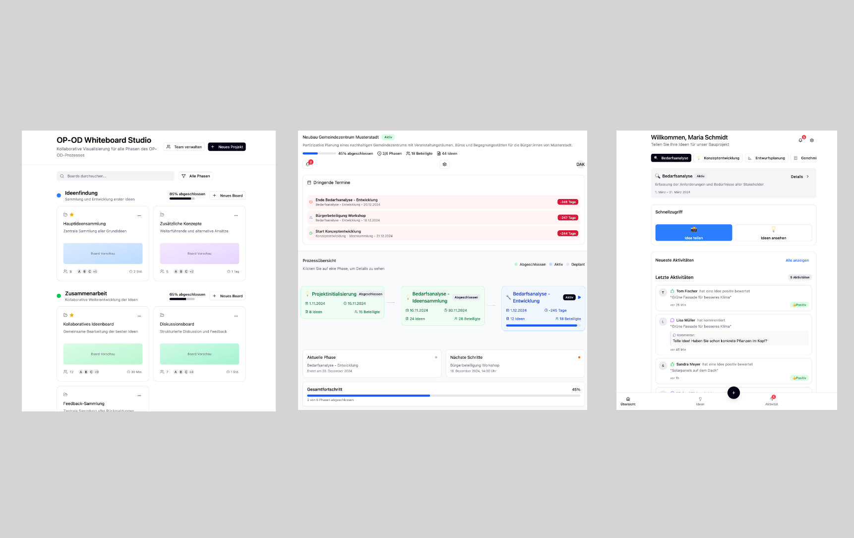 Drei Interfaces von KI Prototypen