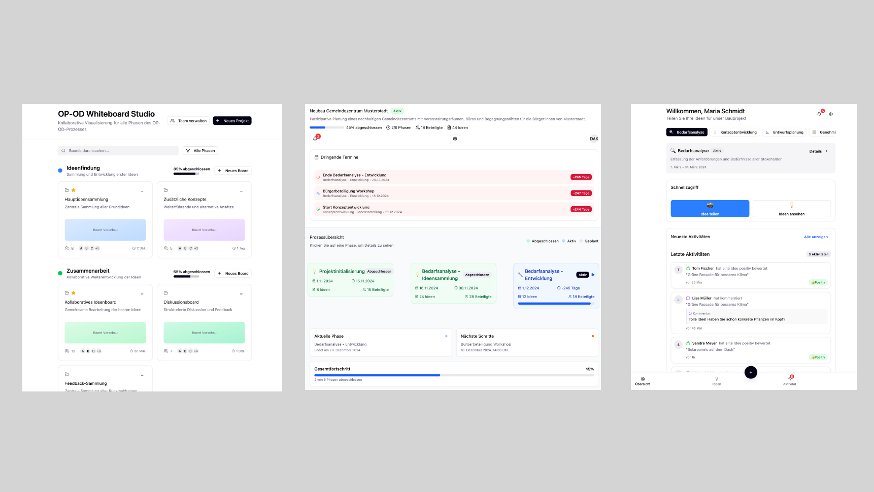 Drei Produkthypothesen, drei Apps. Schneller konkret werden Drei Interfaces von KI Prototypen