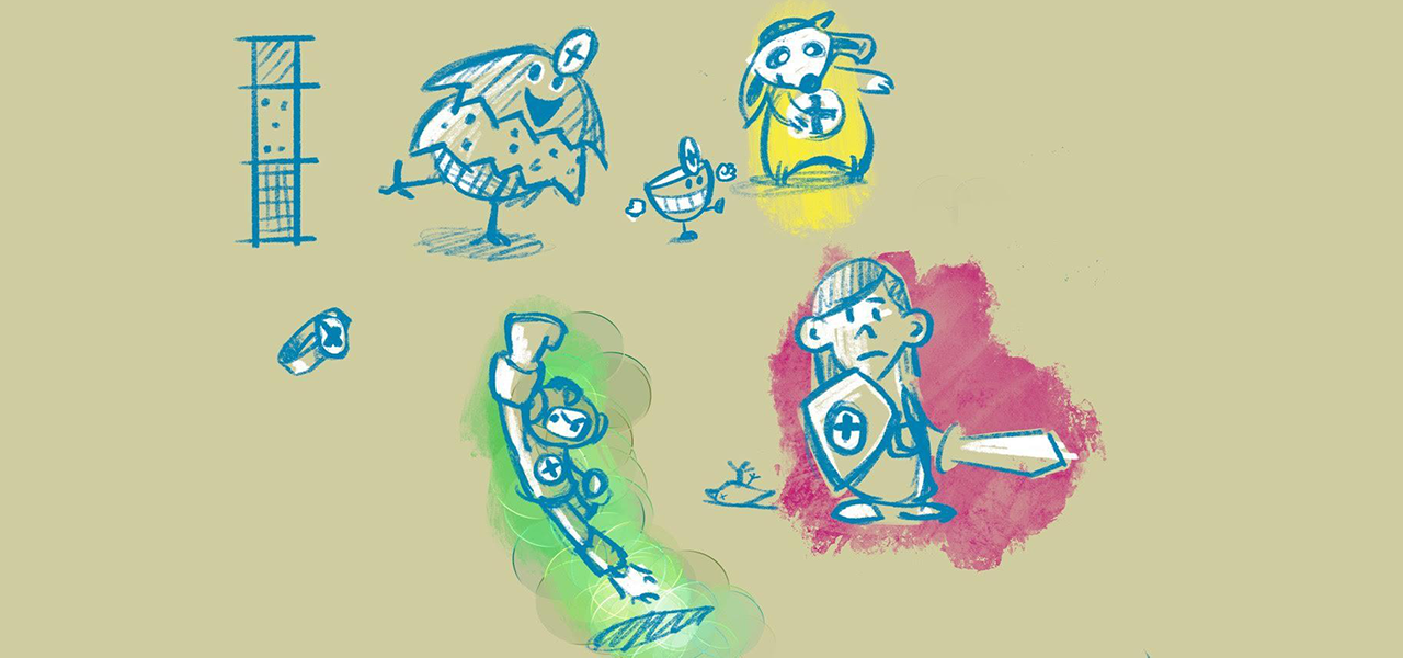 Zeichnungen des Maskottchens von Computersuchthilfe