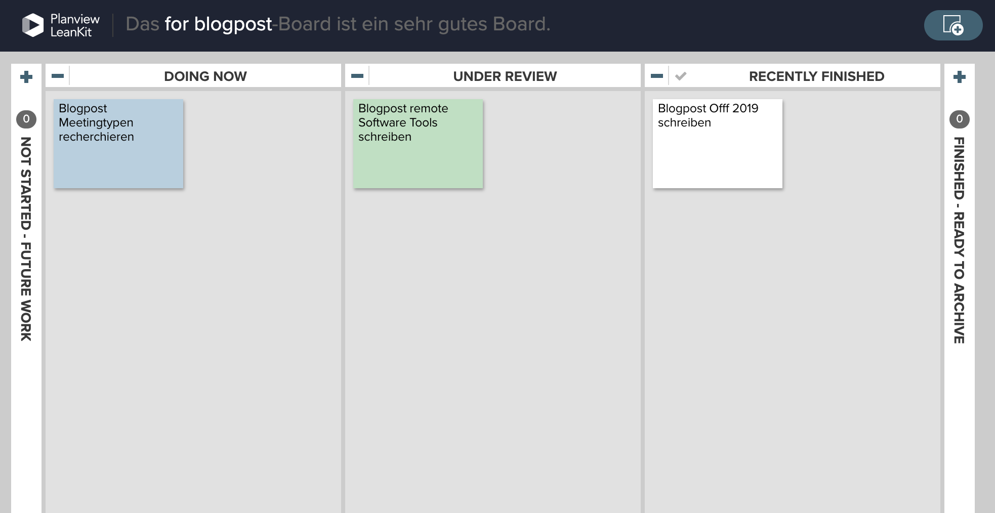 Screenshot eines Kanban-Boards aus Leankit