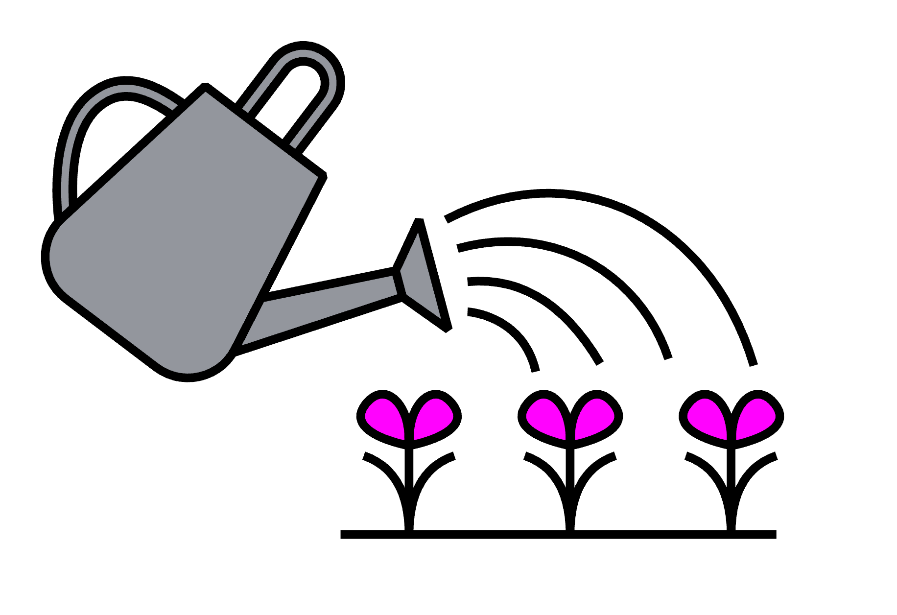 Gießkanne gießt die Pflanzen