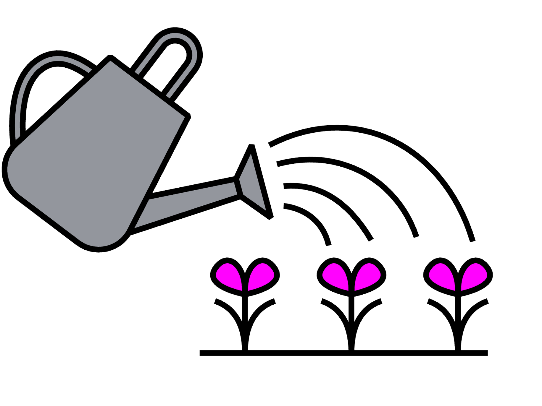 Werte zum Leben erwecken und wachsen lassen Gießkanne gießt die Pflanzen