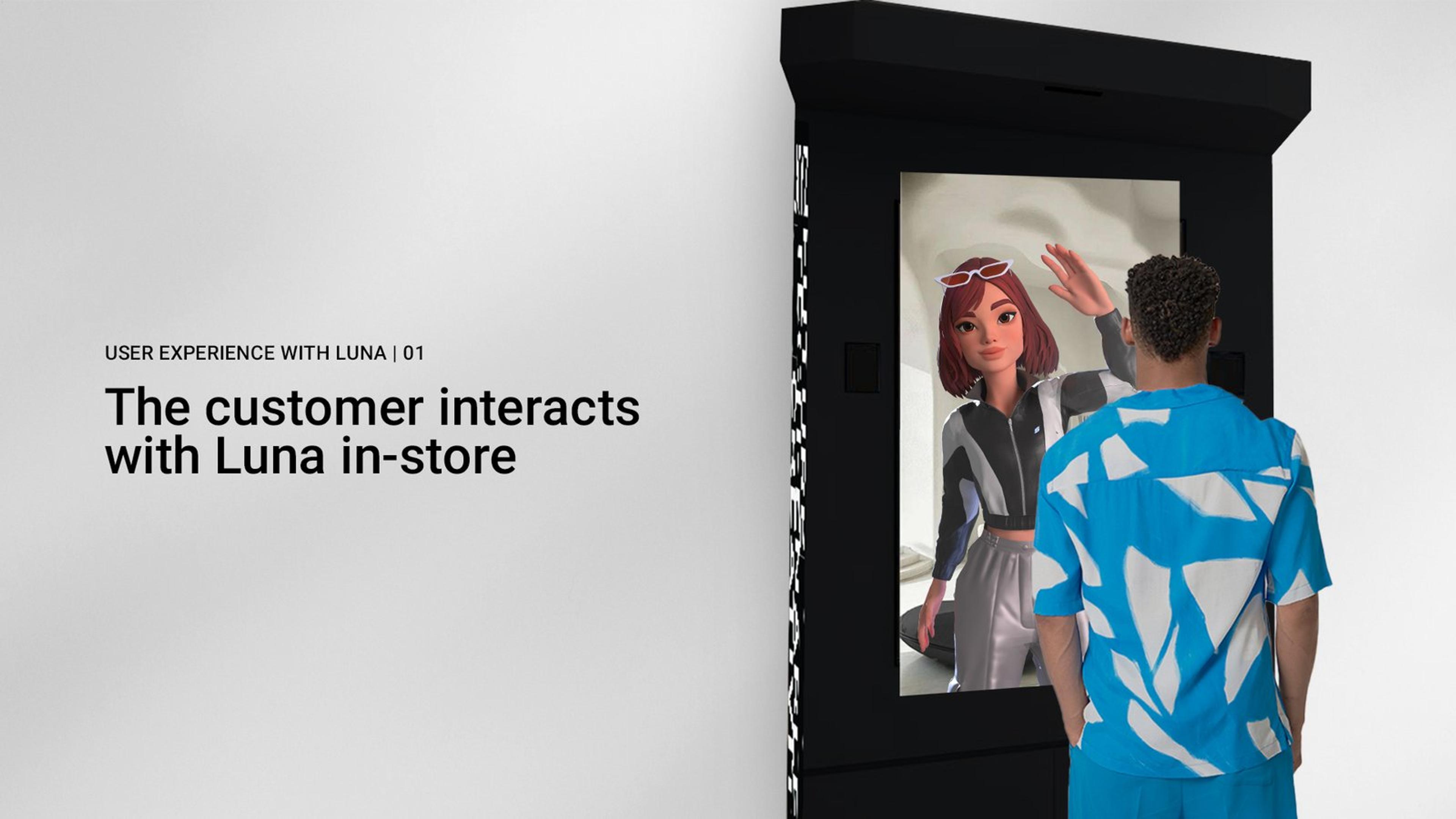 Luna's interface - real-time styling conversation on kiosk display