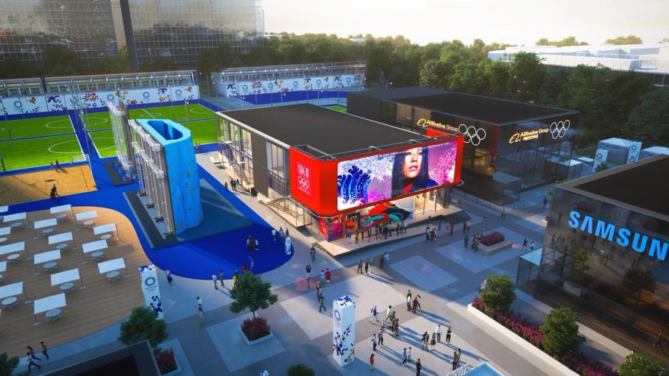 Onboarding zone — visitors receiving QR card passports and HoloLens headsets