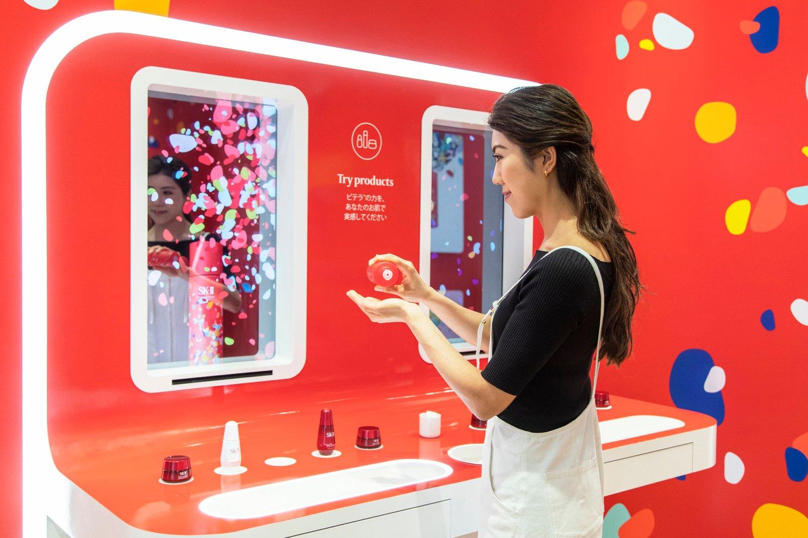 Main installation detail - LED displays with motion-triggered animation
