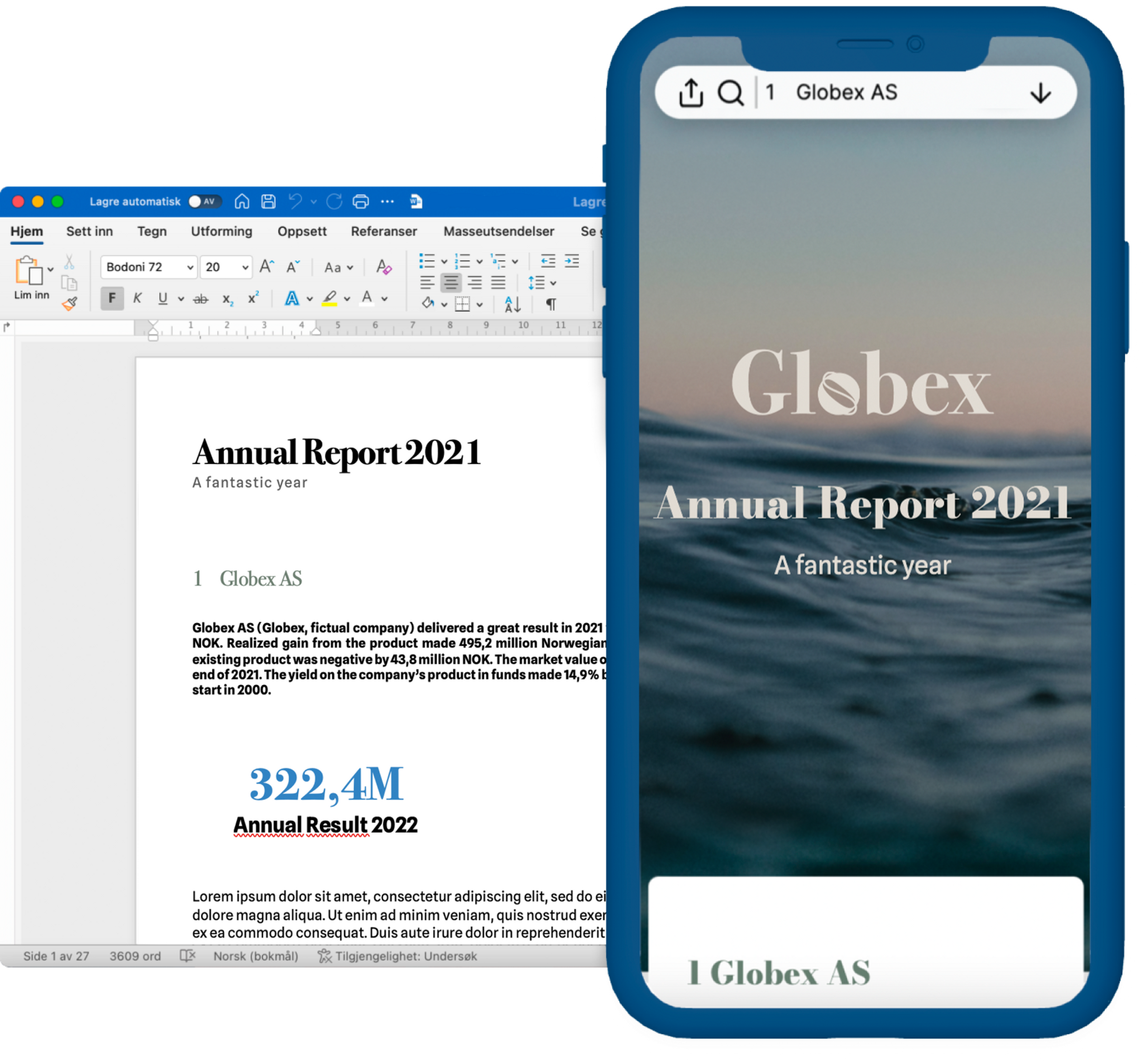 MS Word document and mobile showing a Wrepit report