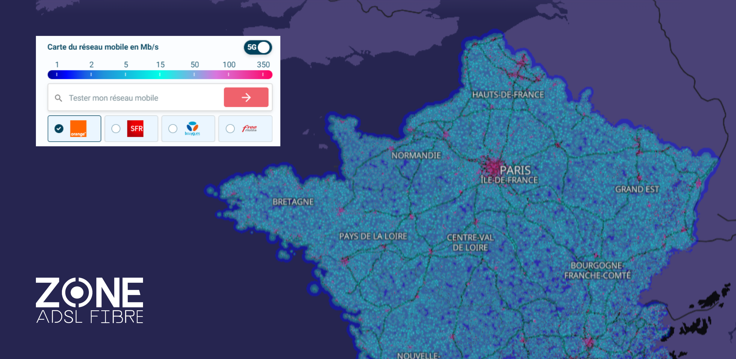 Couverture 4G et 5G au Liège 37460 - Carte réseau mobile