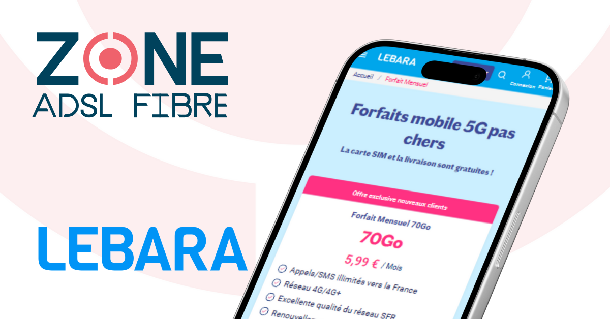 Carte SIM Lebara - Forfait 200Go 5G + Appels Illimités France + 2h Vers 43 Pays